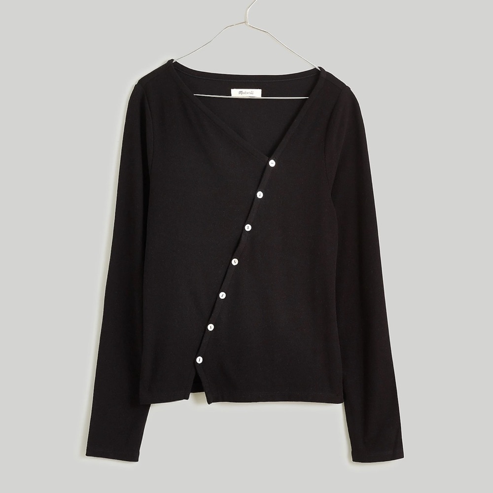 Madewell Asymmetrical Button-Front Black Cardigan Sweater Size XXS - Picture 6 of 6